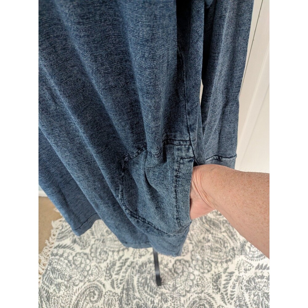 Jane & Delancey Boutique Dress 2X Blue Denim Look Knit Stretch Casualcore Comfy - Picture 5 of 11